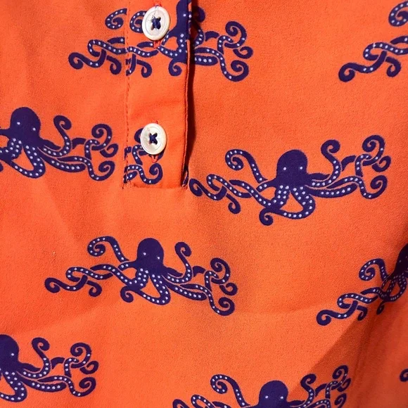 Maeve Size 6 Top Sleeveless Coral and Navy Top Octopus Pattern Anthropologie - Picture 7 of 8